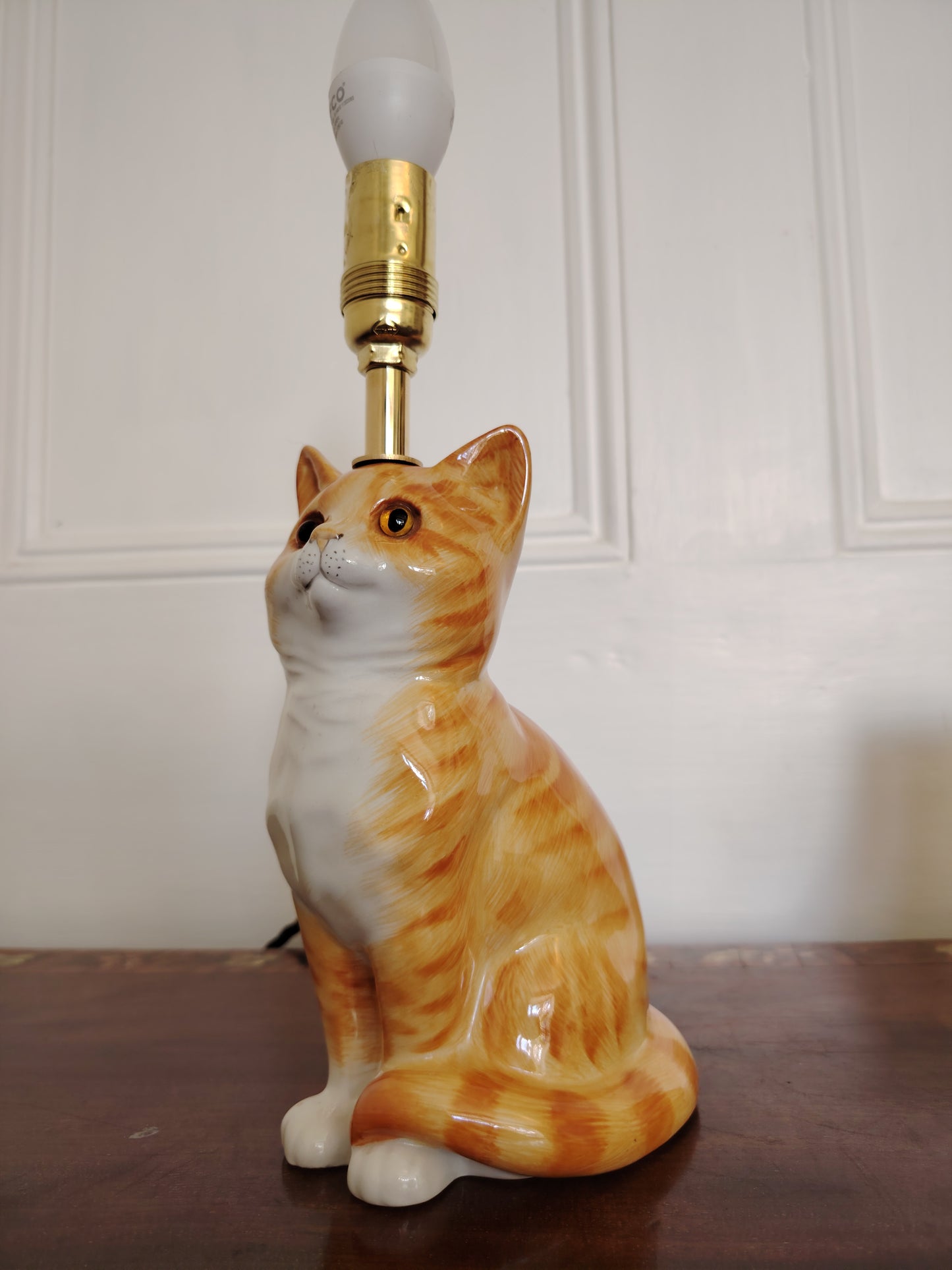 Vintage Reworked Small Ginger Cat Lamp