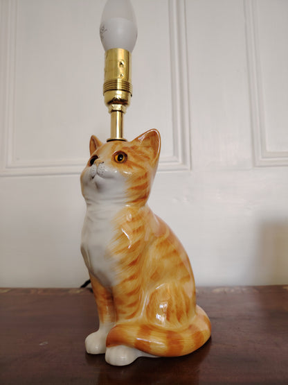 Vintage Reworked Small Ginger Cat Lamp
