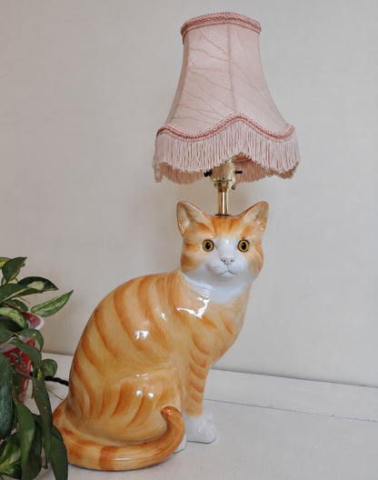 Large Vintage Reworked Ginger Cat Lamp 💕