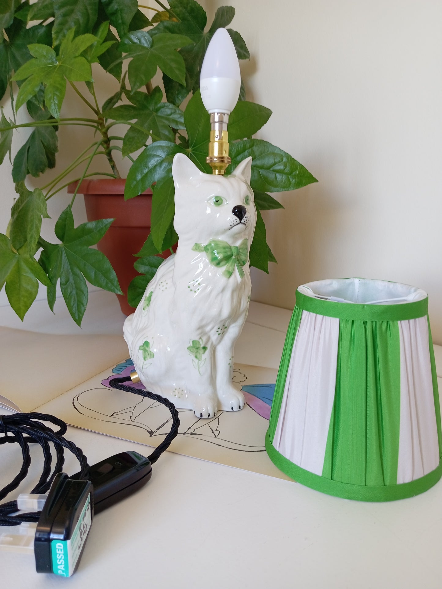 Upcycled Vintage Cat Lamp