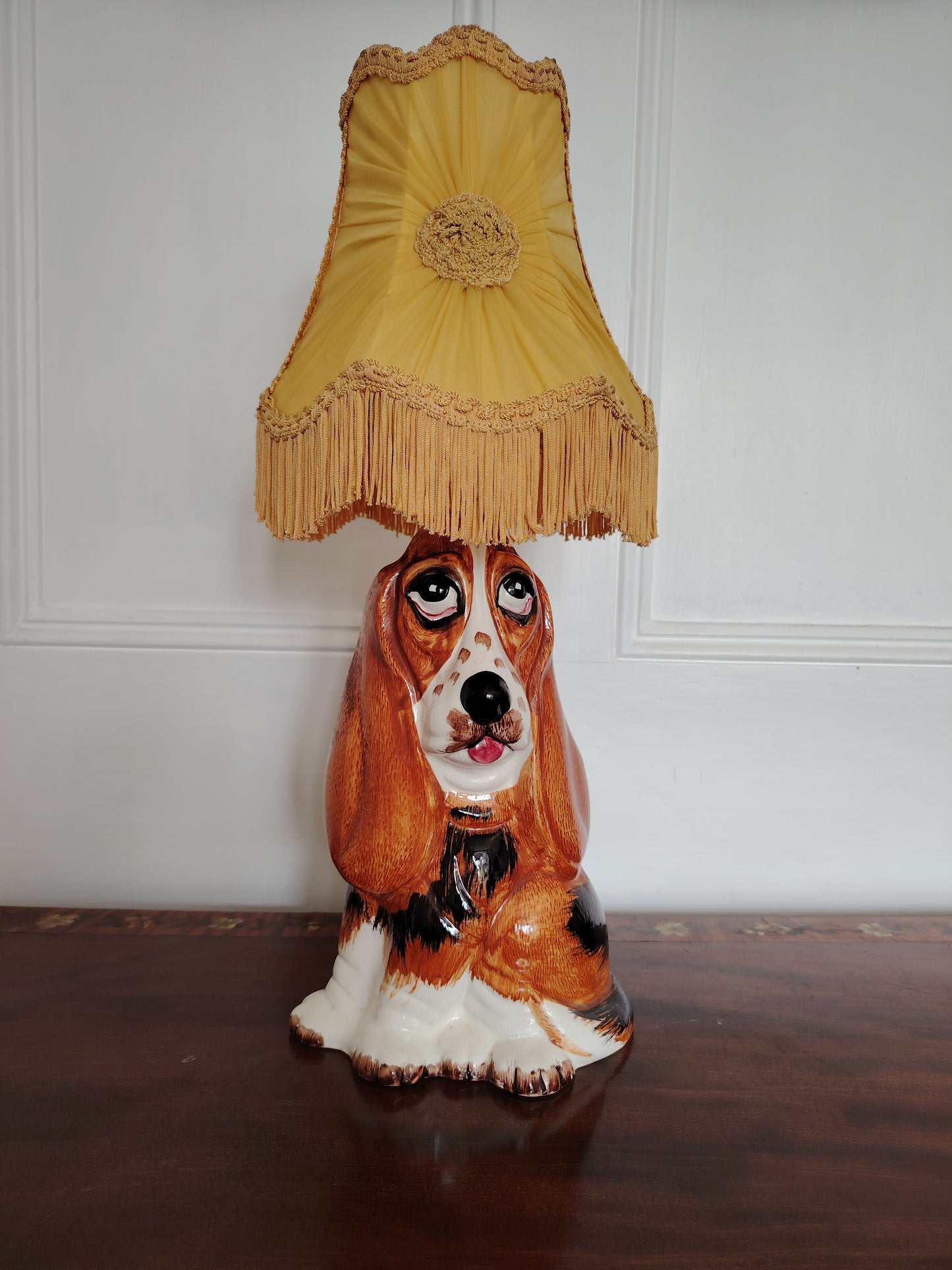 Vintage Large Reworked Bassett Hound Lamp