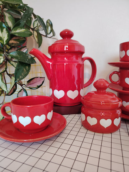 Vintage 70's Rare Waesterbach Heart Design Tea/ Coffee Set