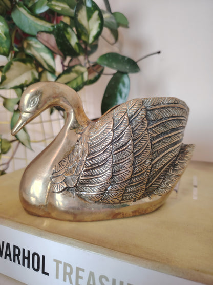 Vintage Brass Swan Planter/ Pot