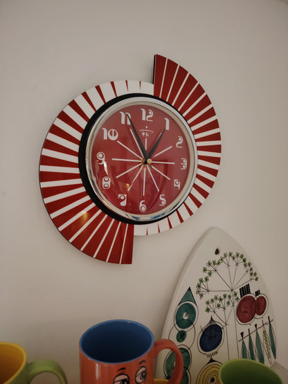 Retro Style Red and White By Royale Wall Clock