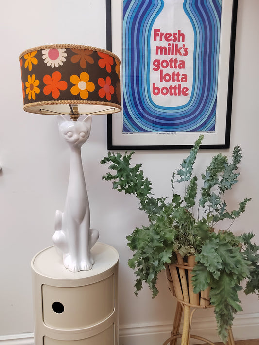 Tall Vintage Upcycled Cat Lamp