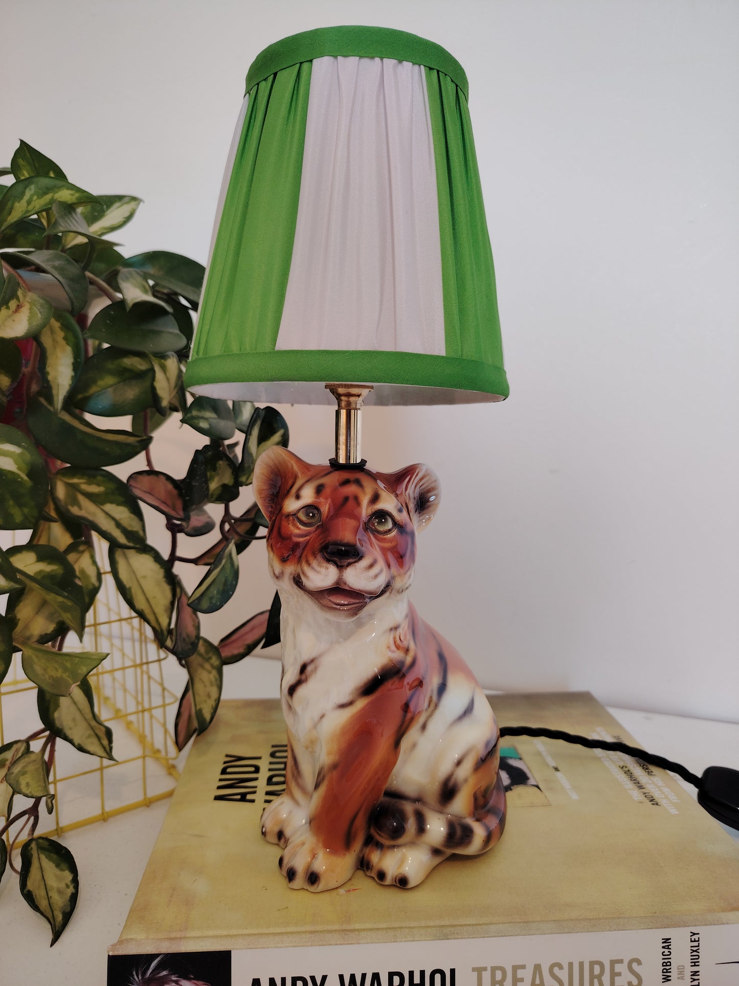 Upcycled Mid-Century Small Tiger Cub Lamp