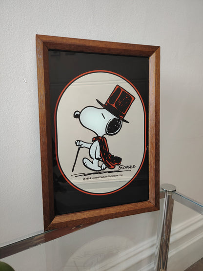Rare Vintage 1960's Snoopy "The Gentleman" Picture Mirror