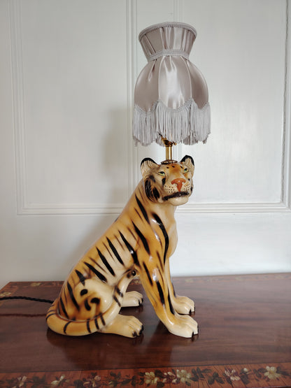 Large Reworked Mid Century Tiger lamp
