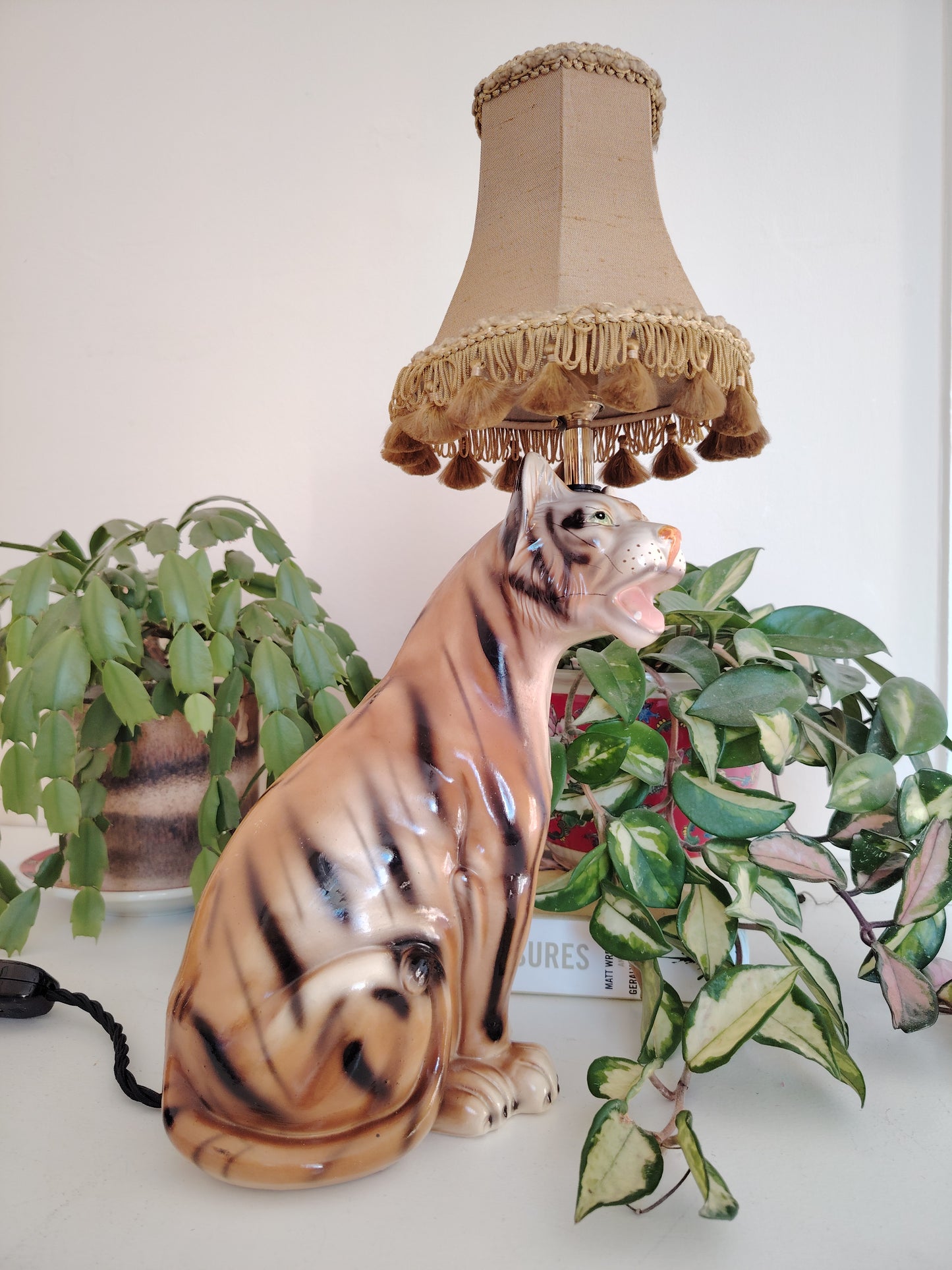 Upcycled Vintage Tiger lamp