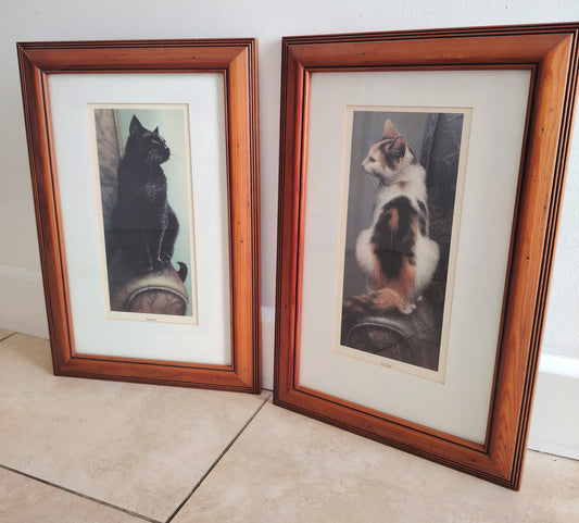 Pair of 90's Cat Prints "Samson and Delilah"