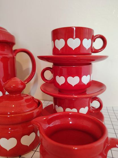 Vintage 70's Rare Waesterbach Heart Design Tea/ Coffee Set