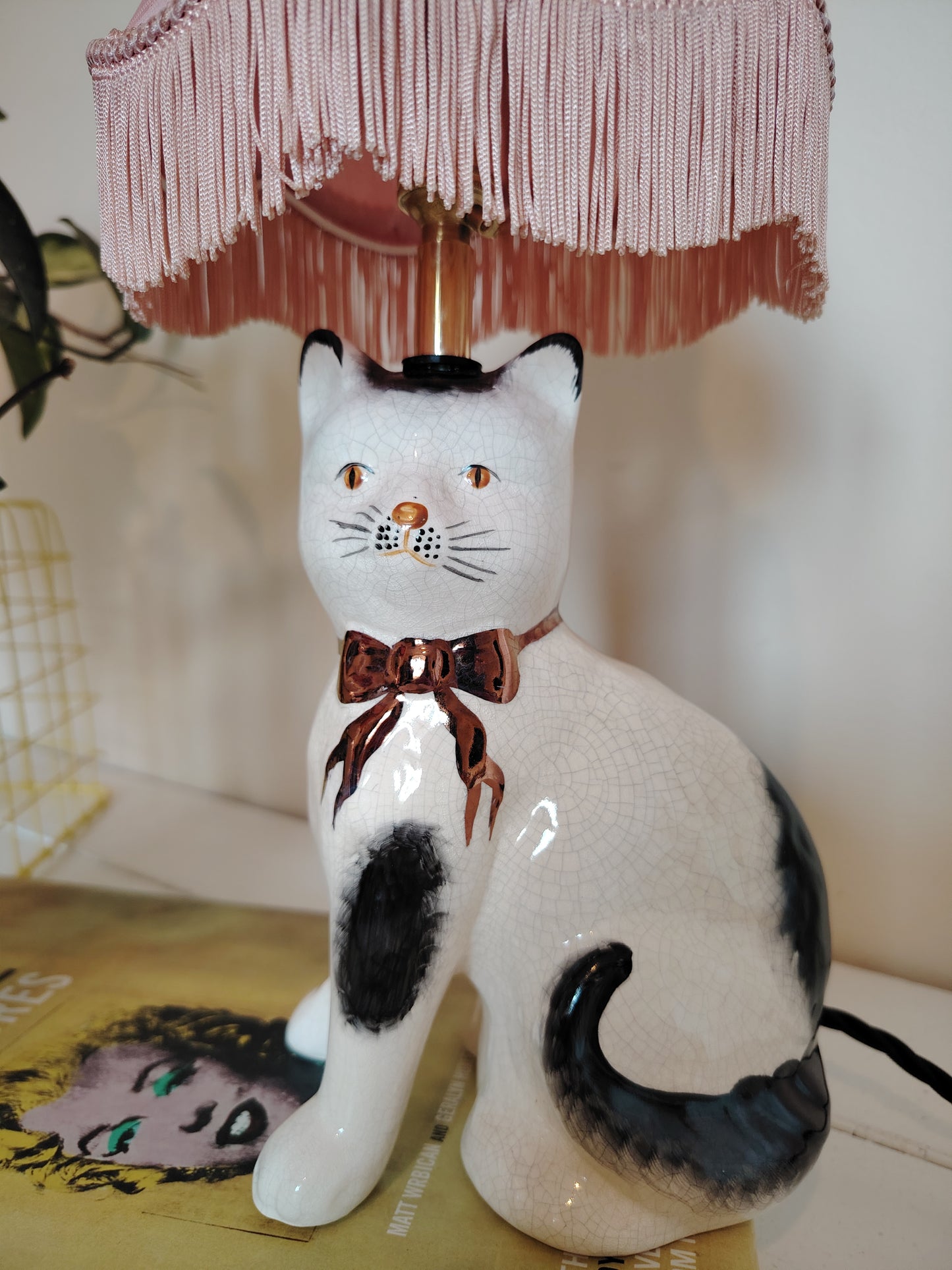 Pair of Vintage Cats upcycled lamps