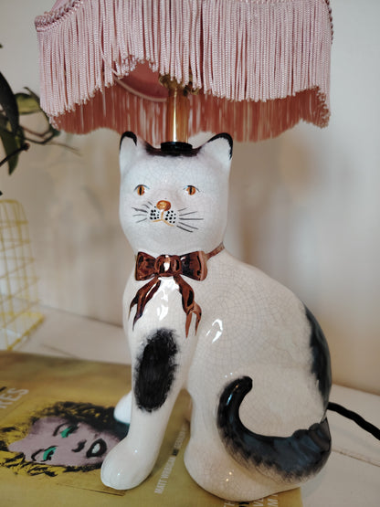 Pair of Vintage Cats upcycled lamps
