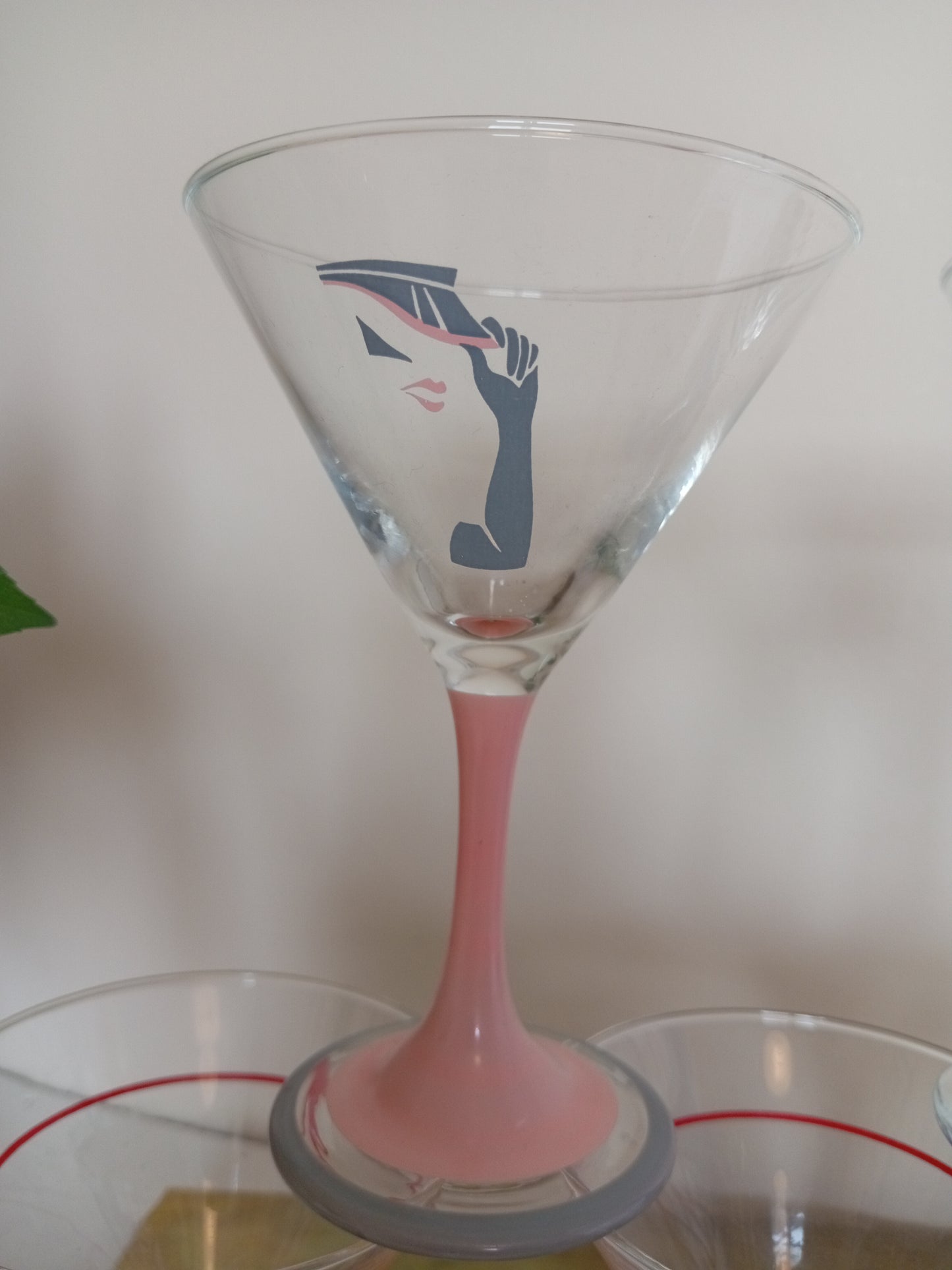 Set of 5 vintage 80's cocktail glasses