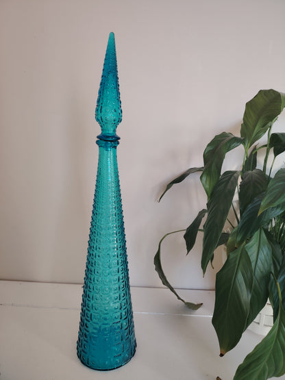 Tall Blue Glass Empoli Genie Bottle