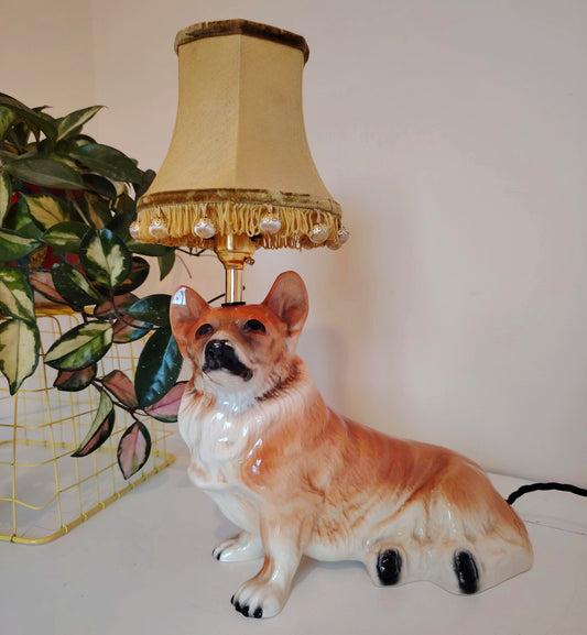 Vintage Upcycled Corgi Lamp