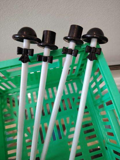 Set of 4 Top Hat and Bow ties cocktail stirrers