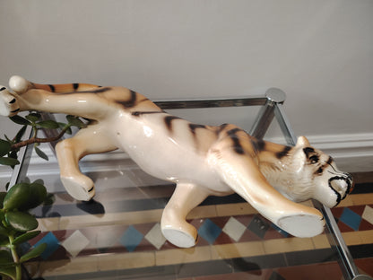 Stunning Large Mid Century Ceramic Tiger Ornament
