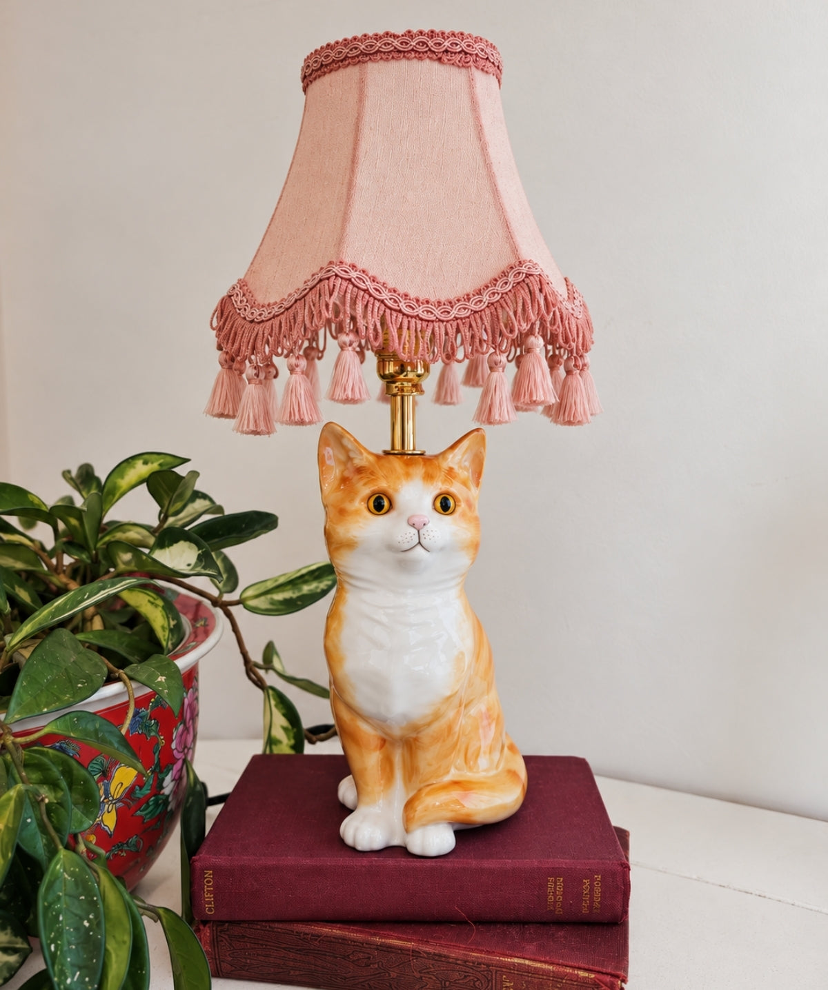 Vintage Reworked Small Ginger Cat Lamp 🐈💕