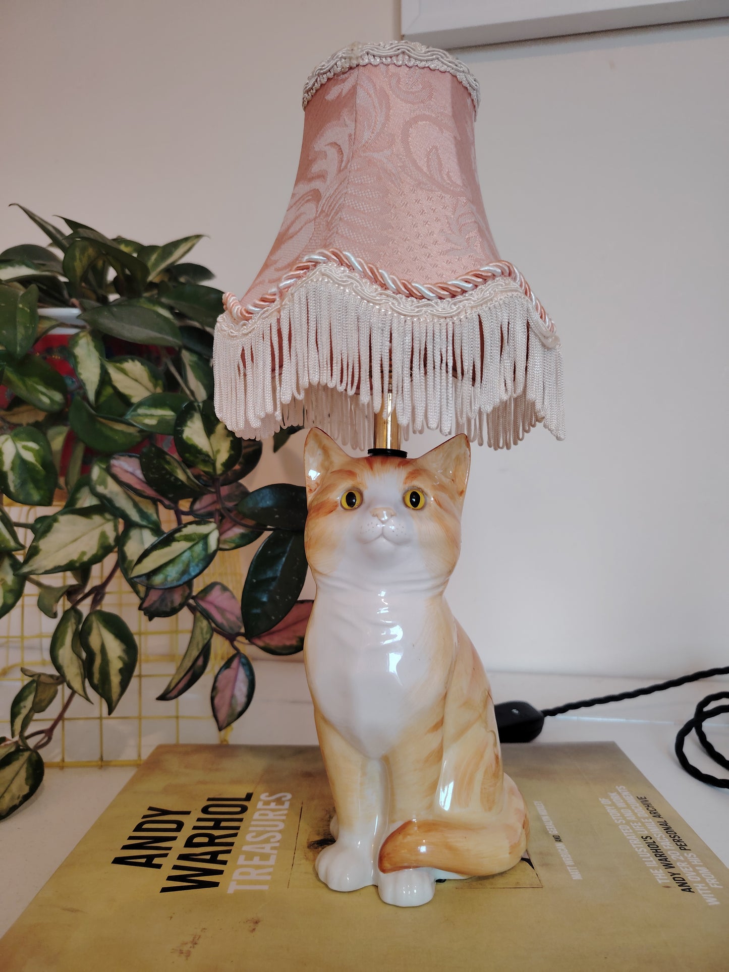 Vintage Upcycled Small Ginger Cat Lamp