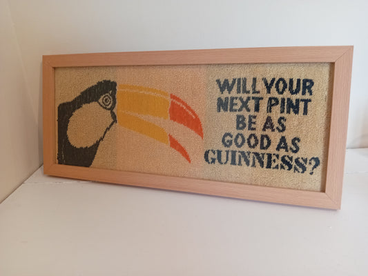 Vintage Framed Guinness Bar Towel