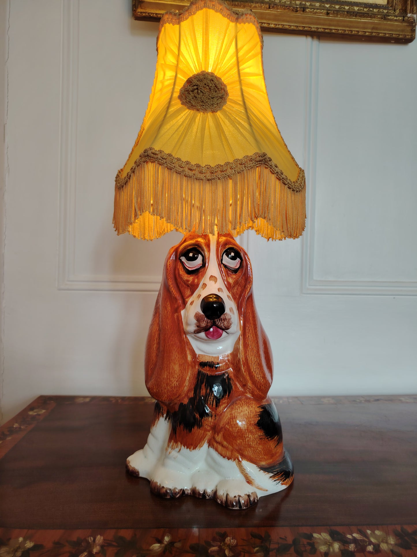Vintage Large Reworked Bassett Hound Lamp