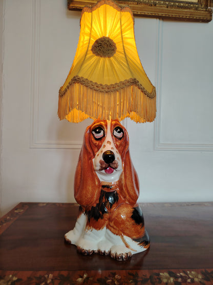 Vintage Large Reworked Bassett Hound Lamp