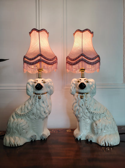 Pair of Vintage Upcycled Beswick Pot Dog Lamps
