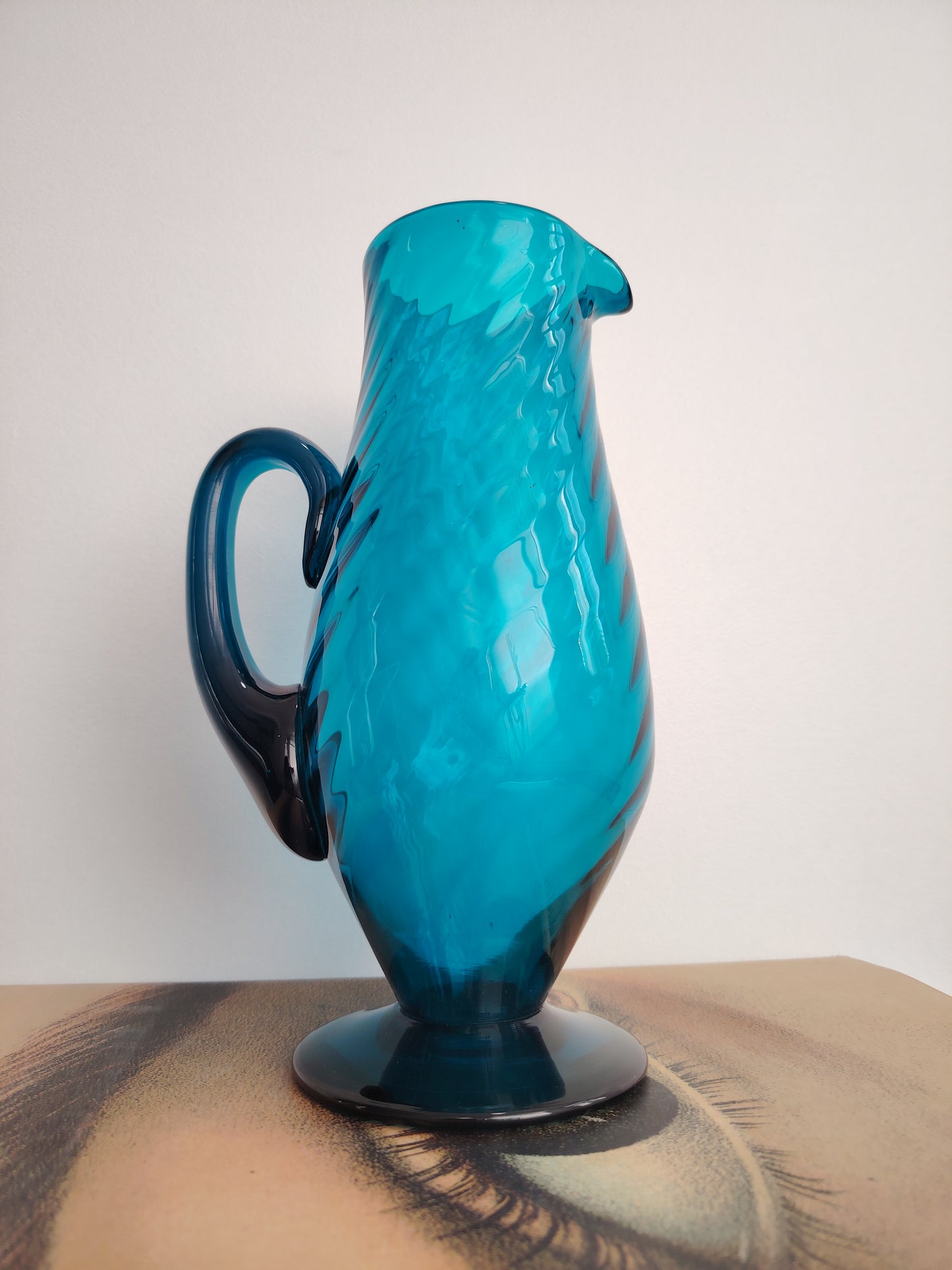 Stunning Turquoise Glass Jug