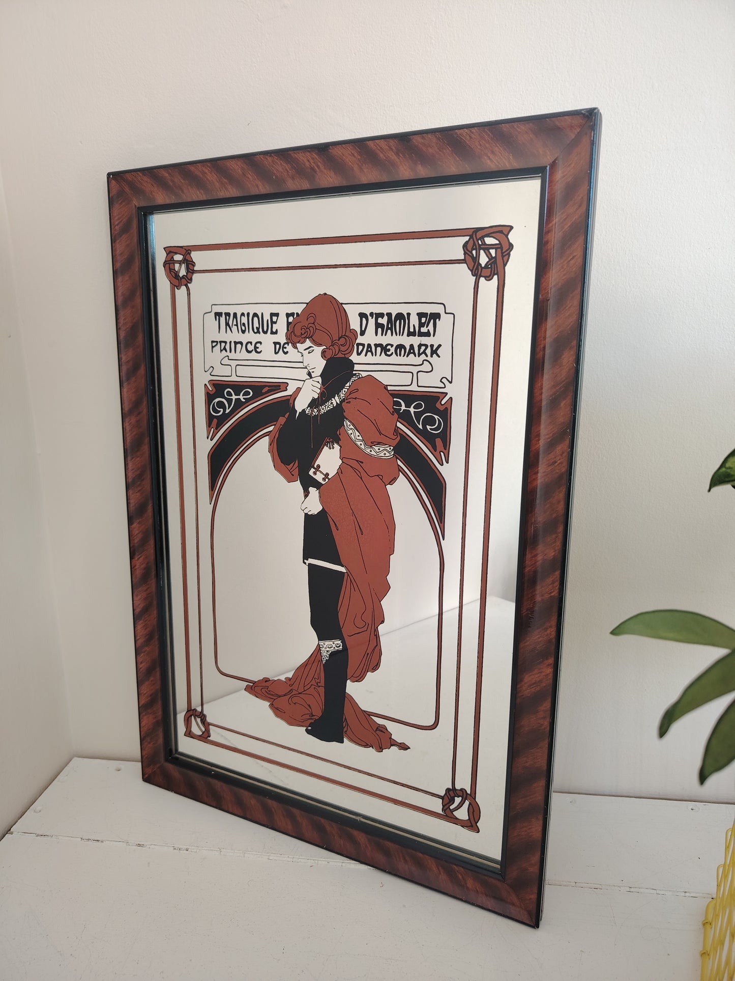 Vintage 70's Art Nouvea Style Hamlet Mucha Mirror