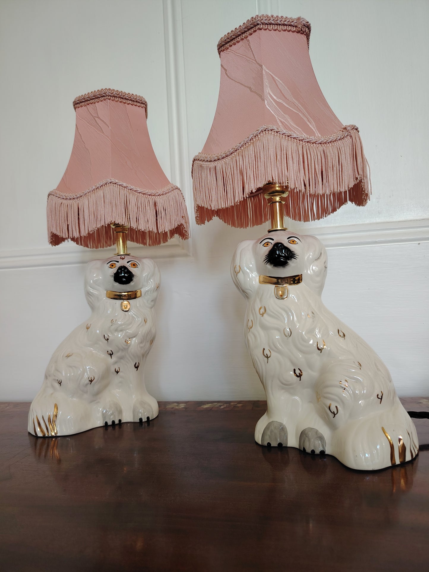 Pair of Vintage Reworked Beswick Pot Dog Lamps