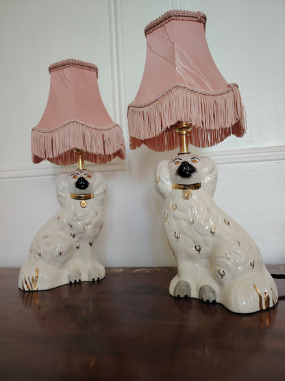 Pair of Vintage Reworked Beswick Pot Dog Lamps