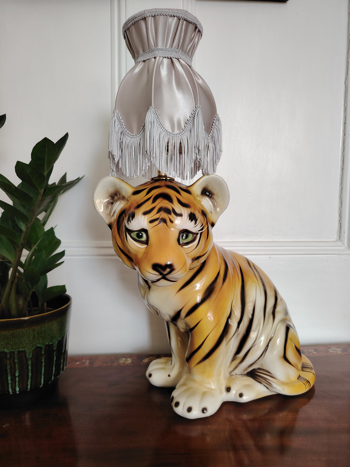 Large Reworked Mid Century Tiger Cub lamp