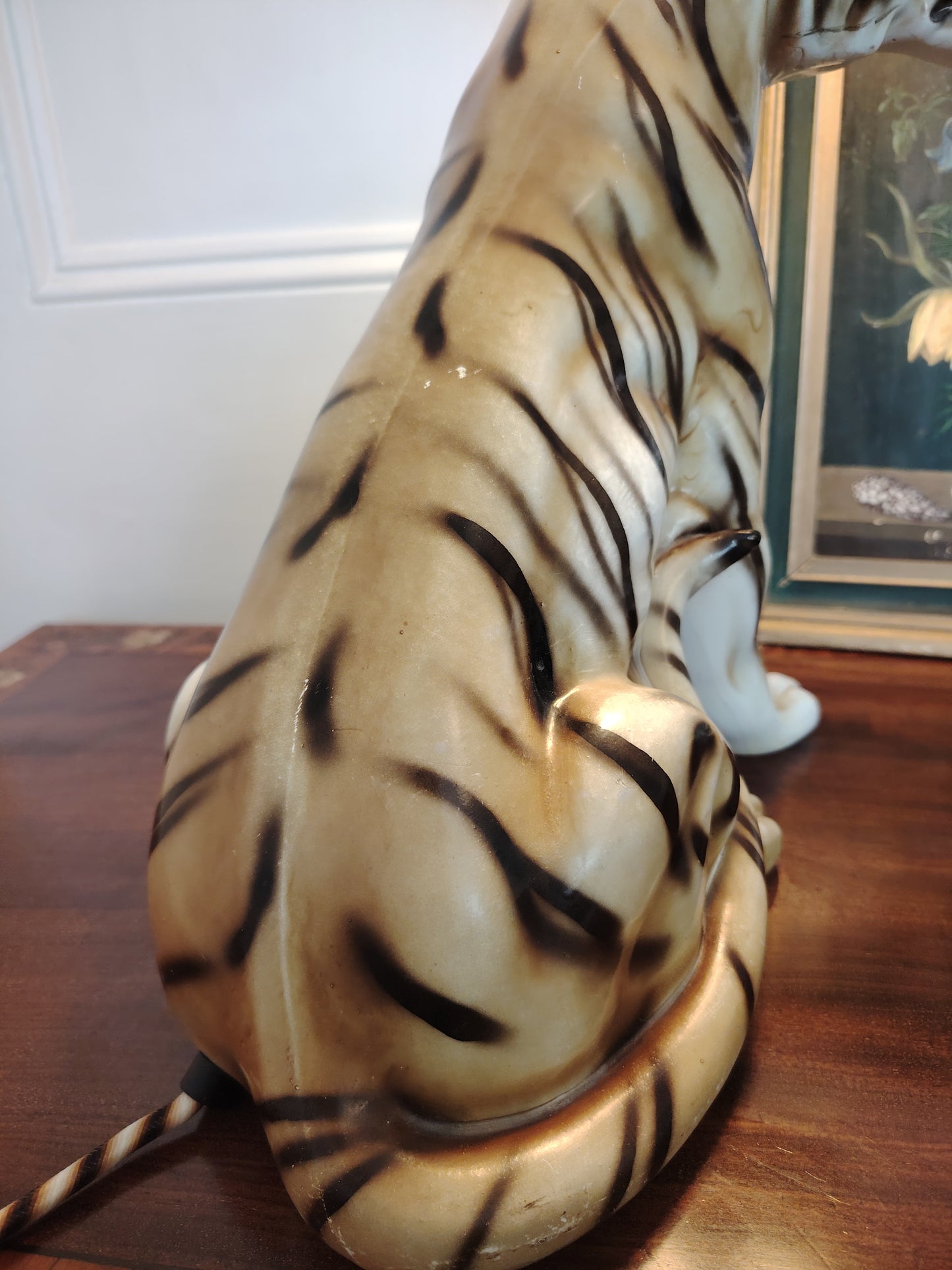 Large Reworked Mid Century Tiger lamp ✨