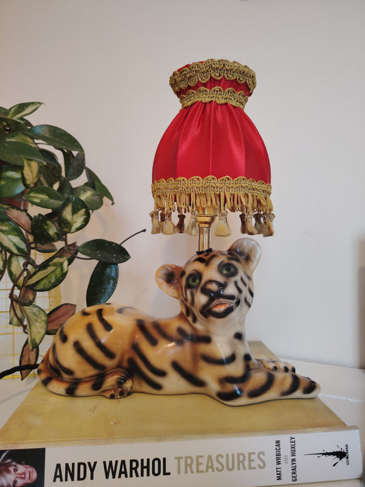 Upcycled Lying Tiger Cub Lamp