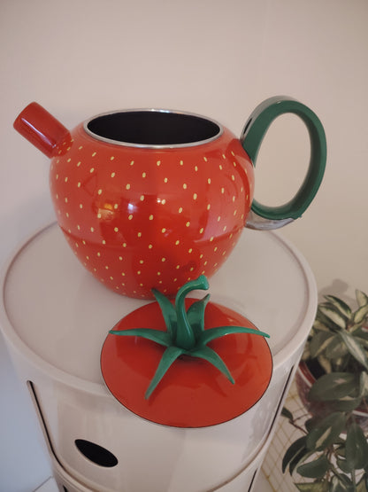 Amazing Vintage 80's Strawberry Enamel Teapot/ Kettle
