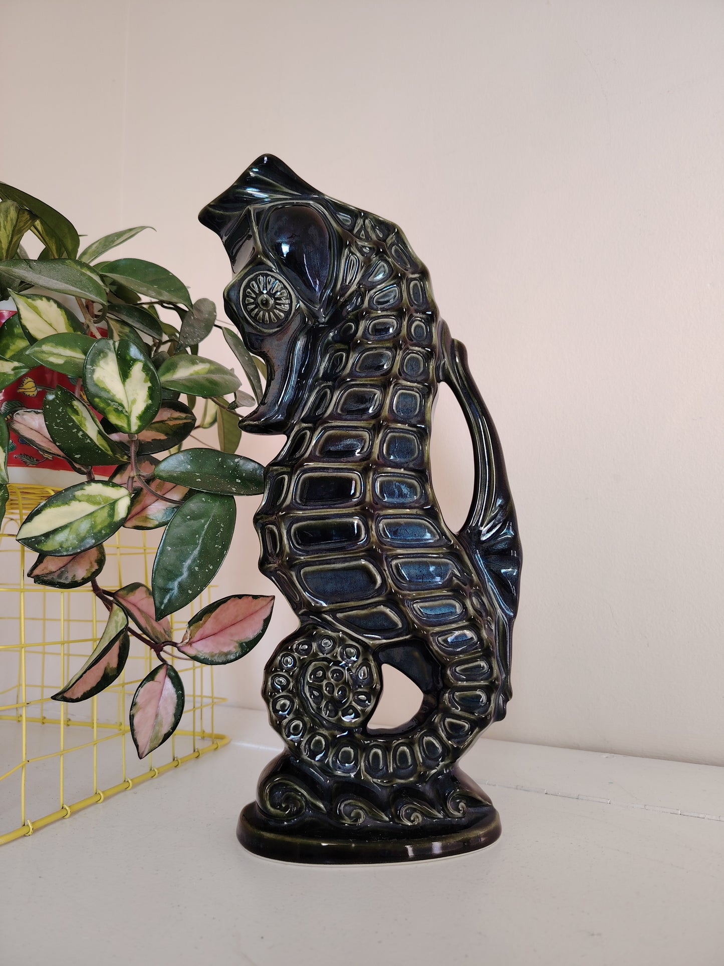 Rare Large Vintage Seahorse Glug Jug by Fosters Pottery