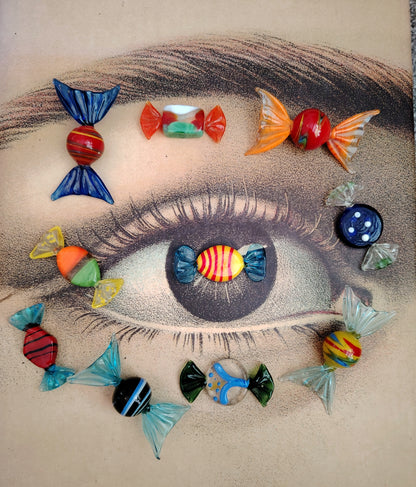 Set of 10 assorted murano glass sweets