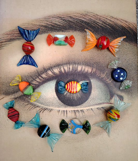 Set of 10 assorted murano glass sweets
