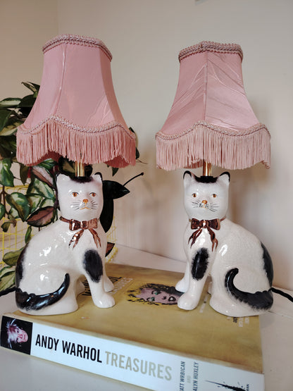 Pair of Vintage Cats upcycled lamps