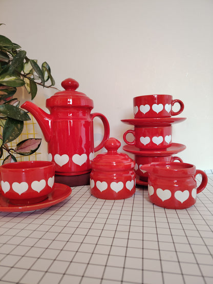 Vintage 70's Rare Waesterbach Heart Design Tea/ Coffee Set
