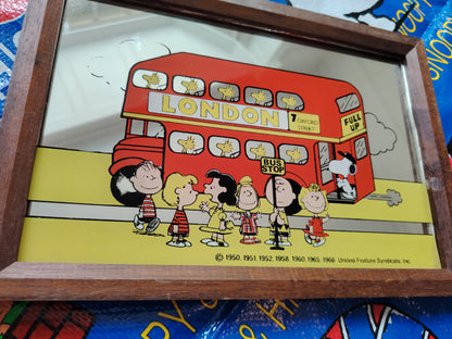 Rare Vintage 1960's Snoopy London Bus Picture Mirror