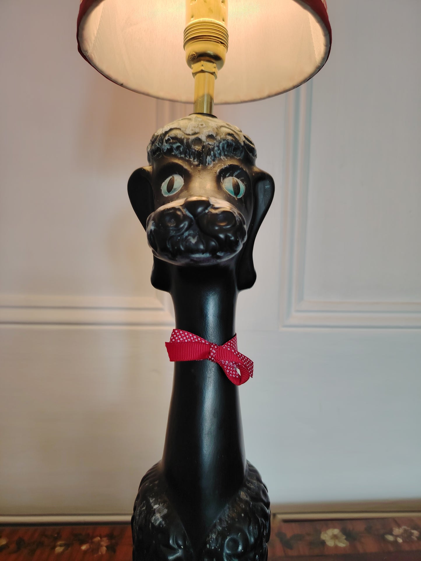 Upcycled 1950's Hand Painted Poodle Lamp
