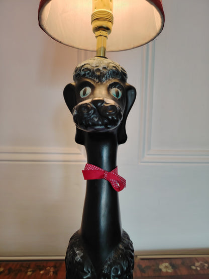 Upcycled 1950's Hand Painted Poodle Lamp