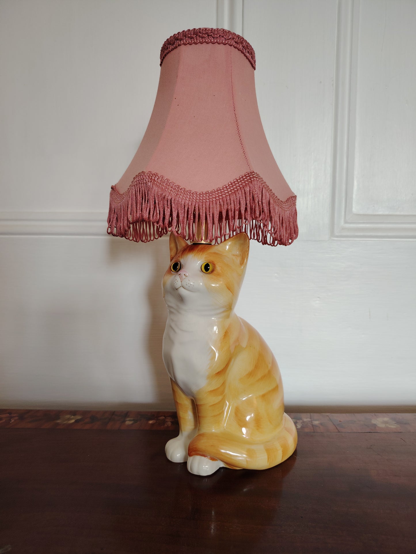 Vintage Reworked Small Ginger Cat Lamp
