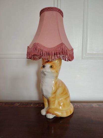 Vintage Reworked Small Ginger Cat Lamp