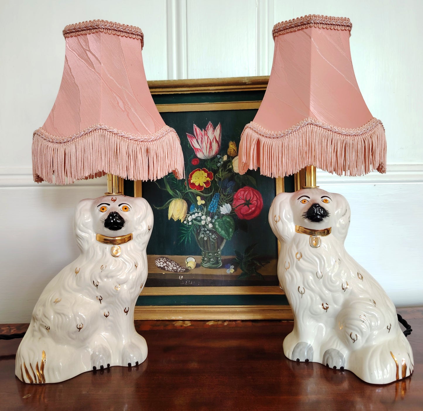 Pair of Vintage Reworked Beswick Pot Dog Lamps
