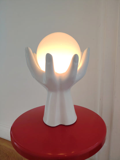 Vintage 80's Hands and Globe Lamp