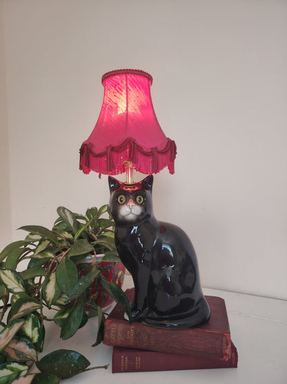 Vintage Reworked Black Cat Lamp 🐈‍⬛