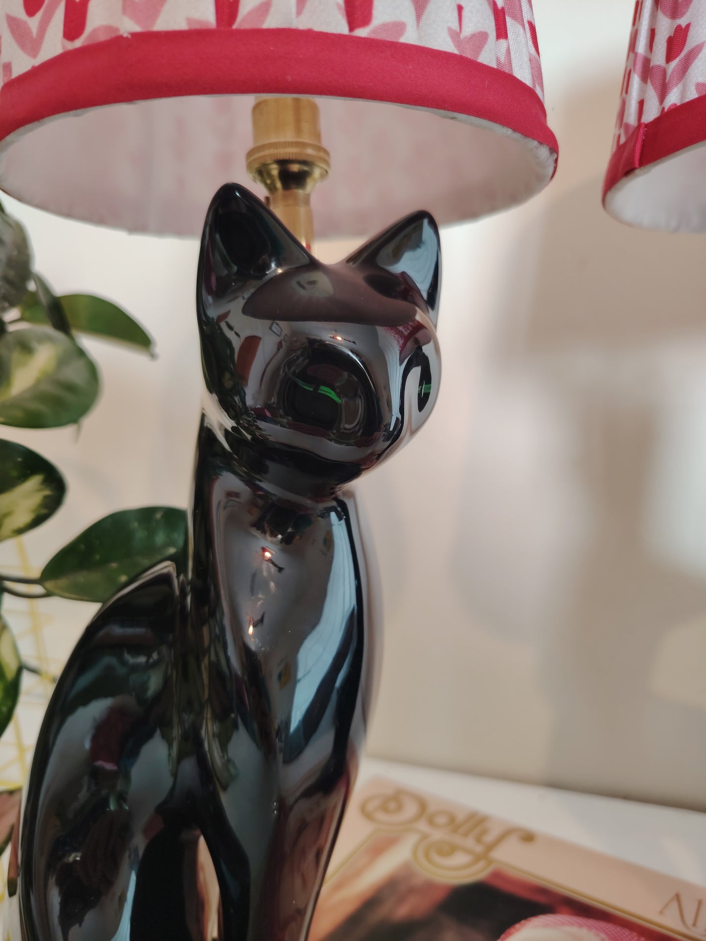 Vintage Upcycled Black Cat Lamp 🐈‍⬛